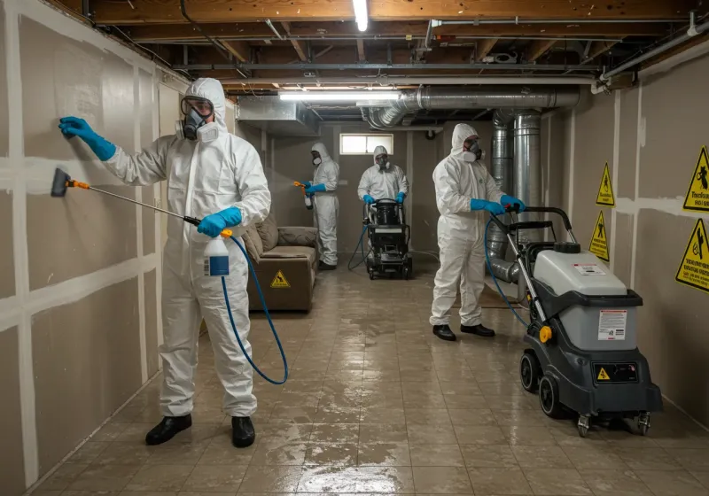 Basement Moisture Removal and Structural Drying process in Brentwood, NY